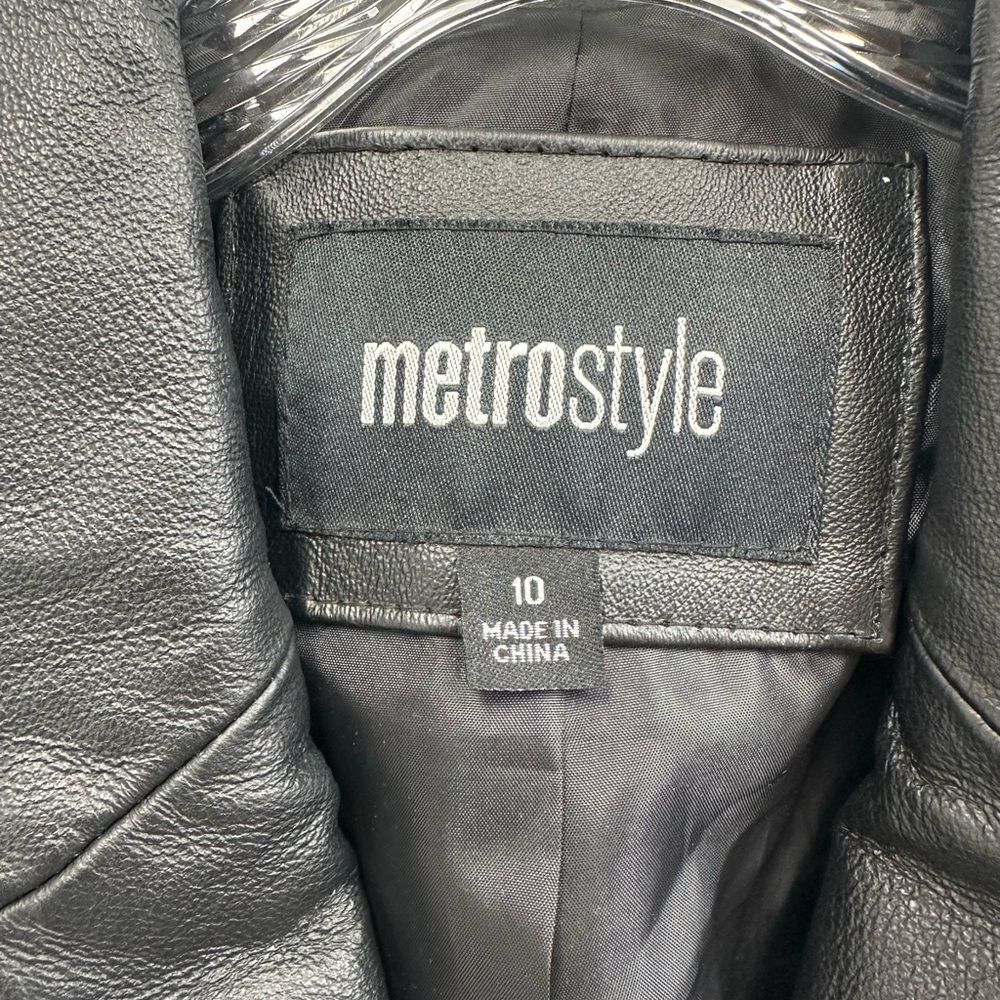 Vintage Y2K Metrostyle Black Leather Blazer Jacket Collared Size S - Picture 6 of 9